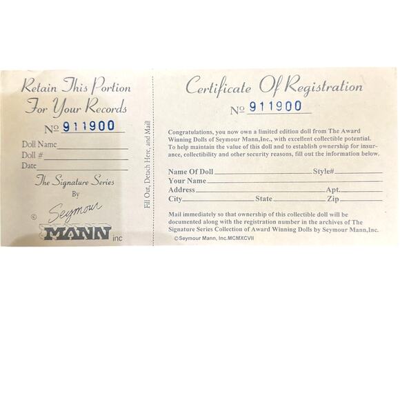 Connoisseur Collection Doll by Seymour Mann 1997 "The Bear Collector" NEW in Box - Picture 9 of 12